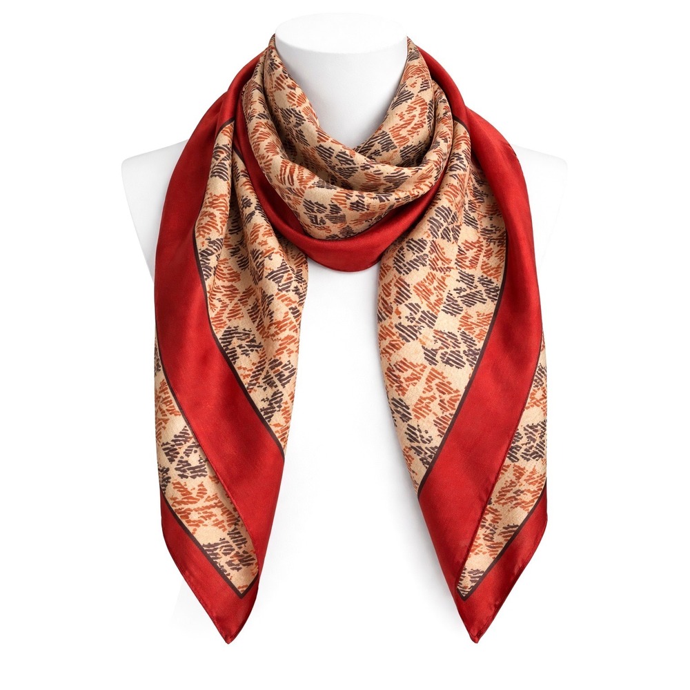 Retro Daniel la Forêt Scarf Geometric Silk Satin Vintage